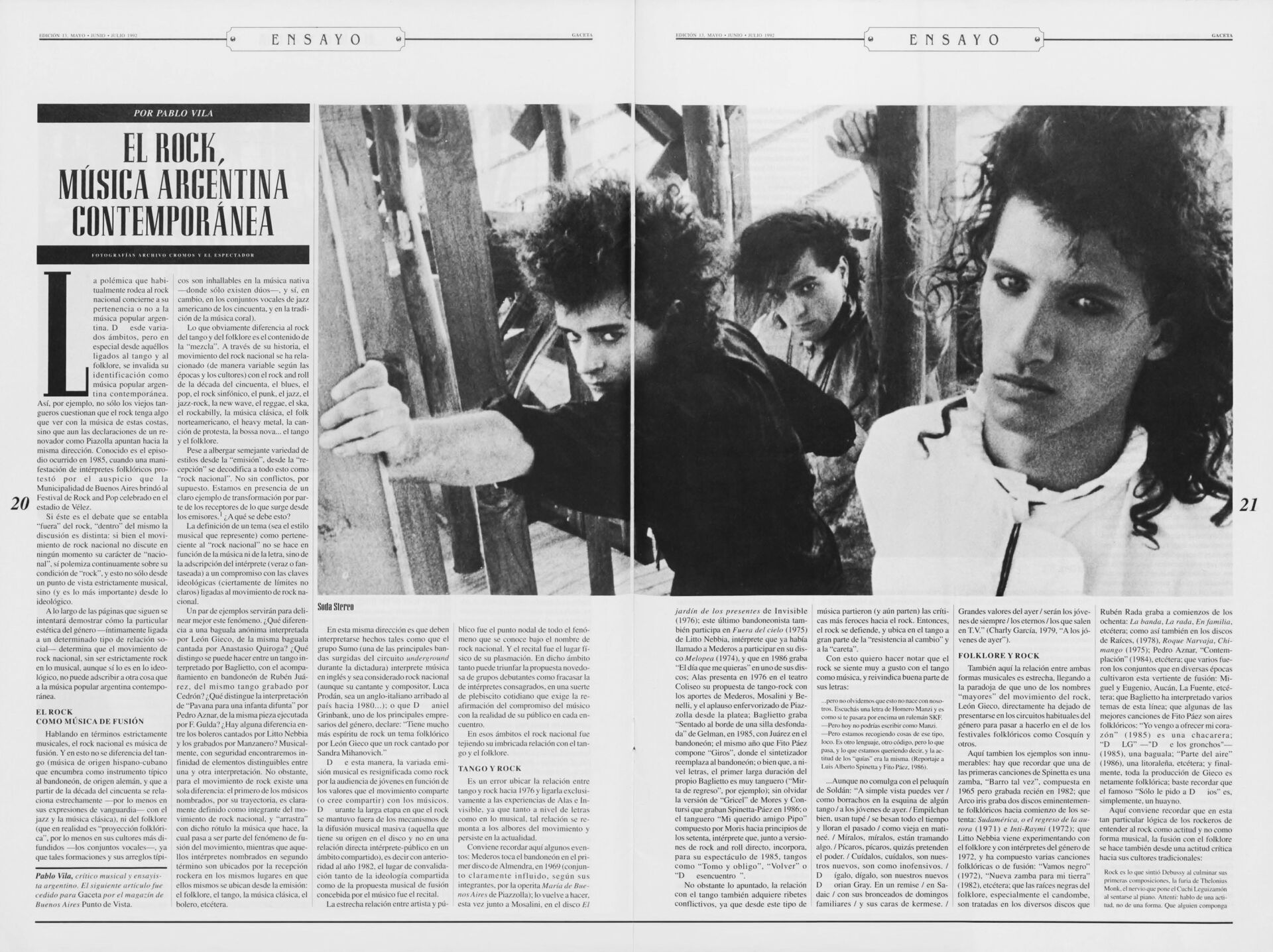Portada del artículo original de Pablo Vila, publicado por GACETA en 1992.