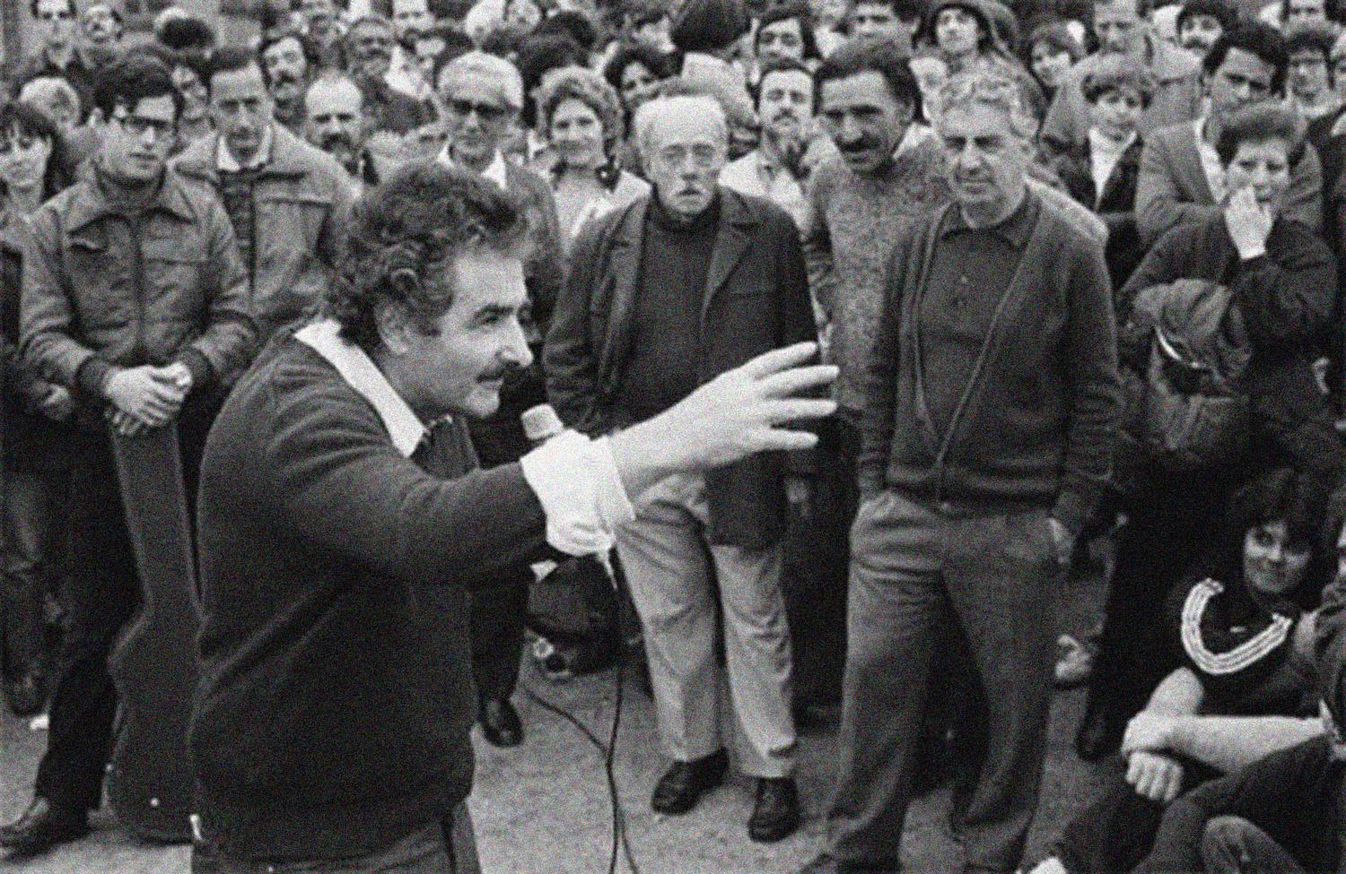 José «Pepe» Mujica en un mitin. Septiembre de 1985.