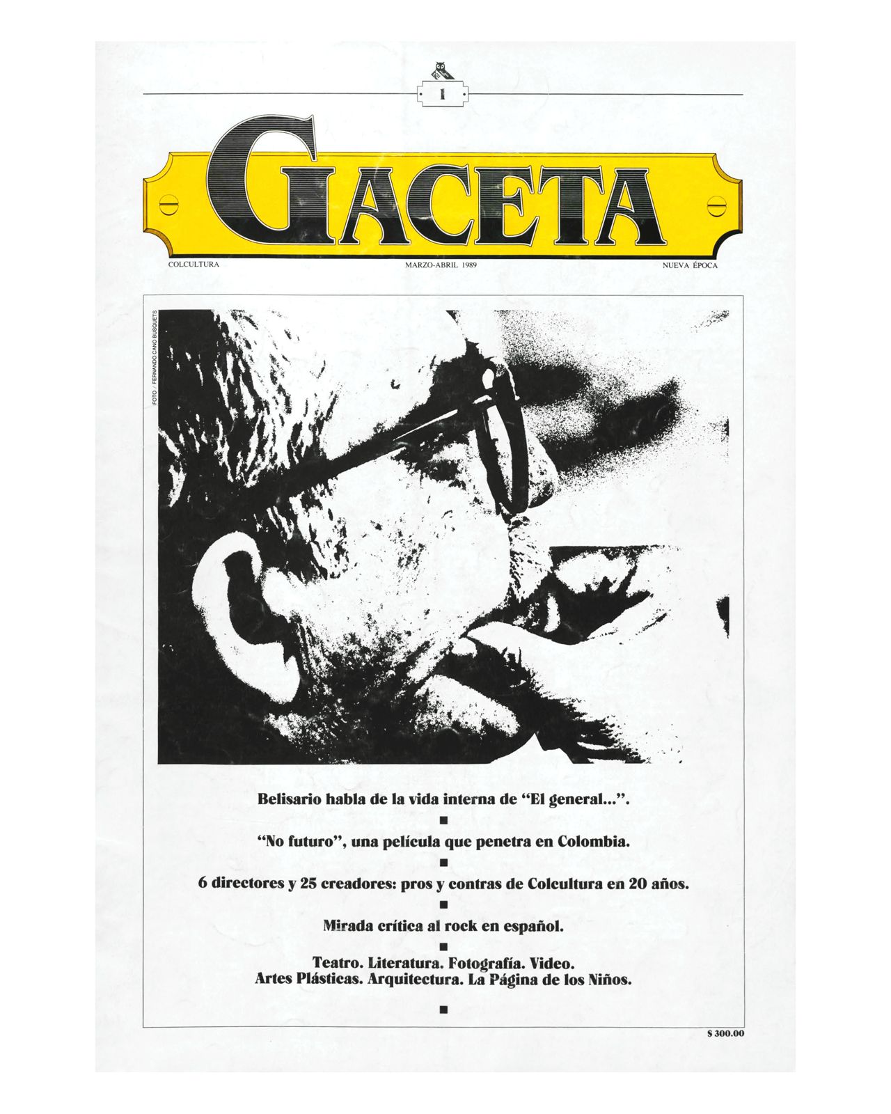 Portada de la edición de GACETA de marzo-abril de 1989.