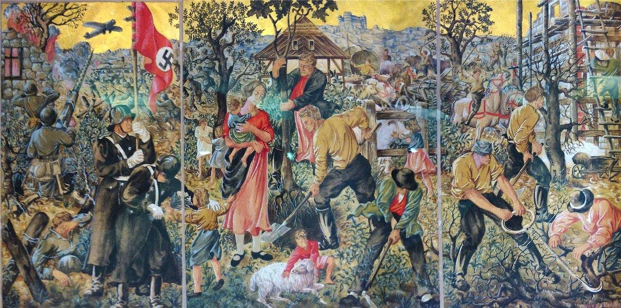 Guía ilustrada de una exposición en el castillo de las SS en Wewelsburg sobre los alemanes racialmente superiores.