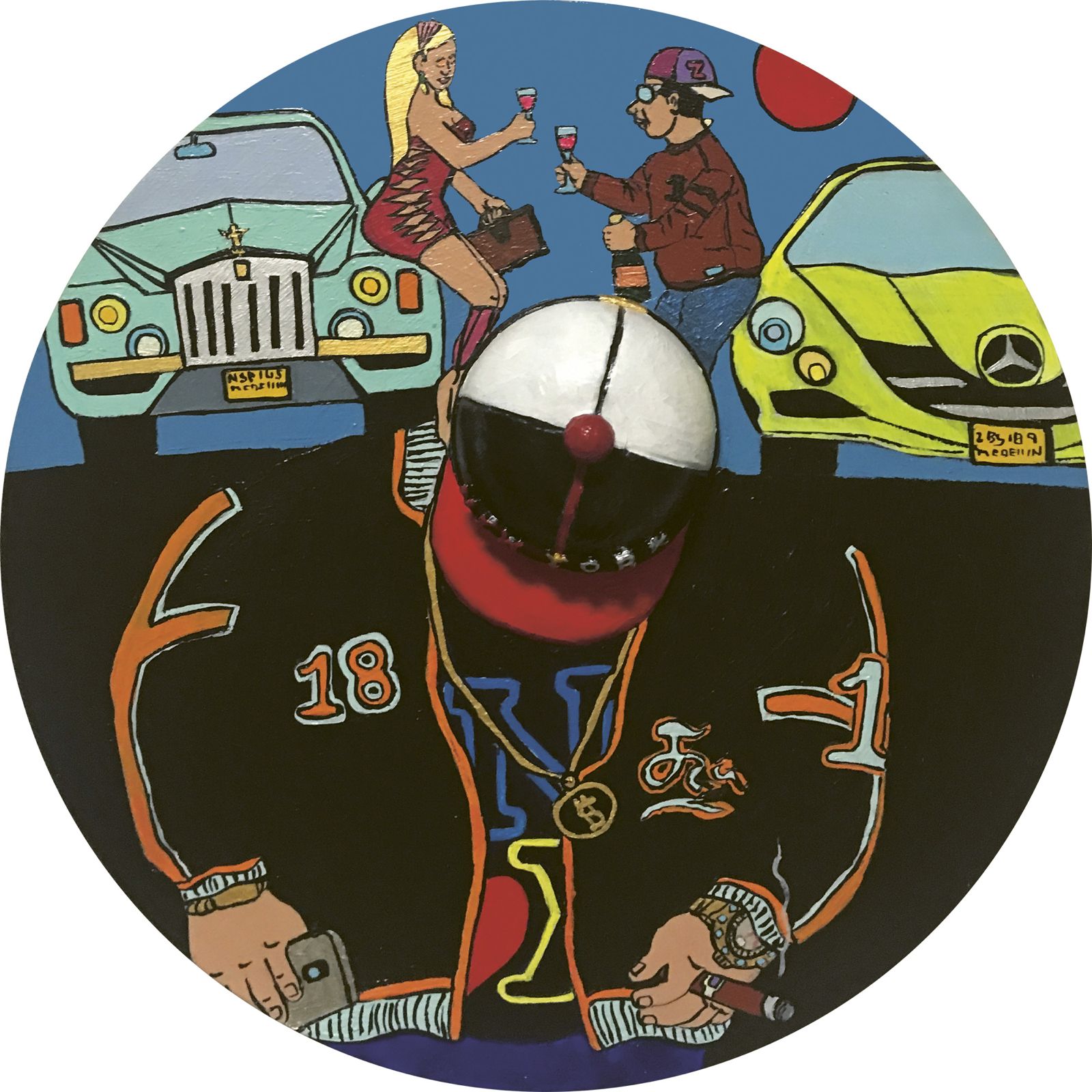 De rumba, 2022. Técnica mixta sobre madera de Jorge Alonso Zapata.