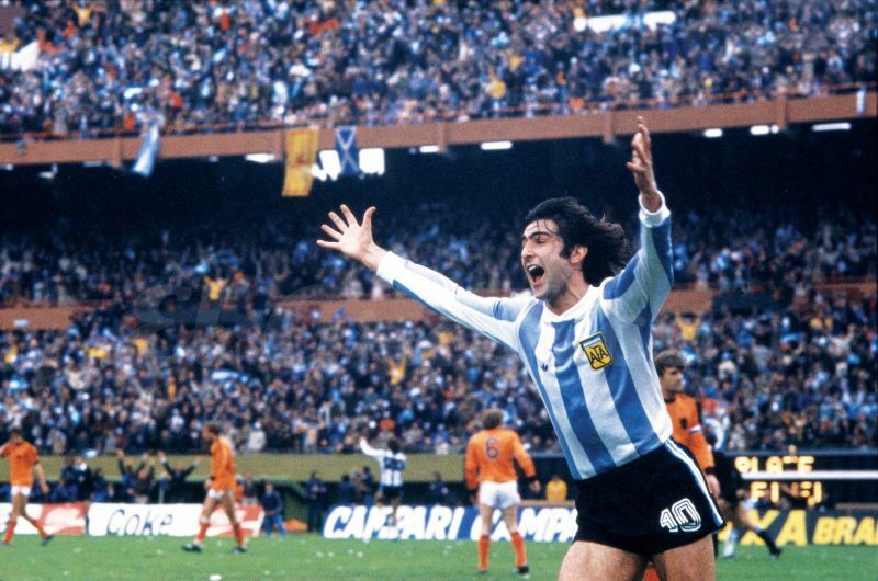 Foto de Mario Alberto Kempes durante el Mundial de 1978. Foto de El Gráfico.